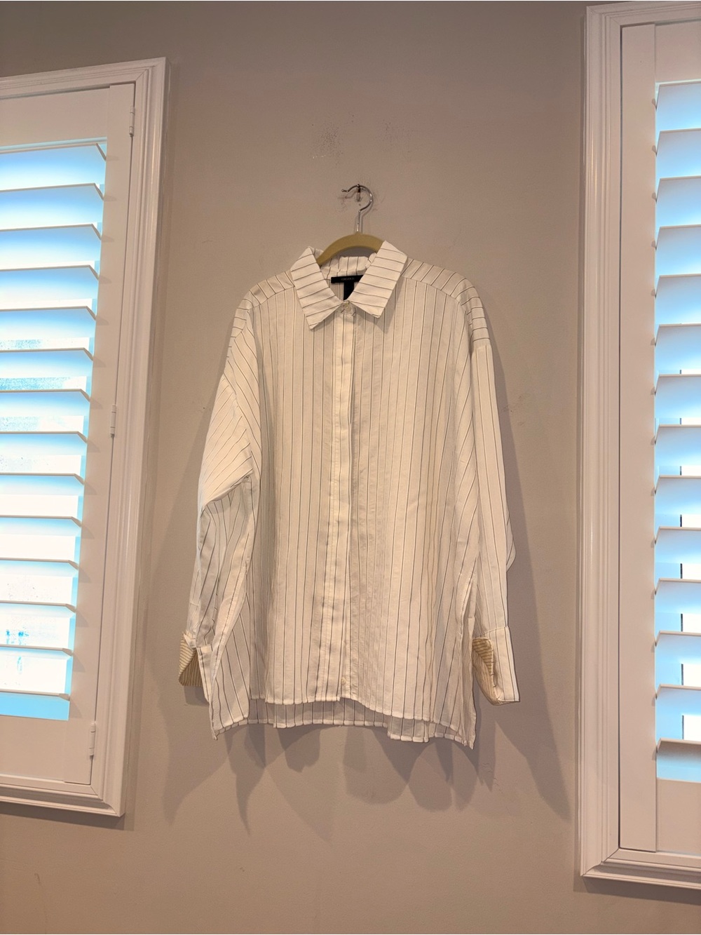 Forever 21 White Thin-Striped Button-Down Shirt